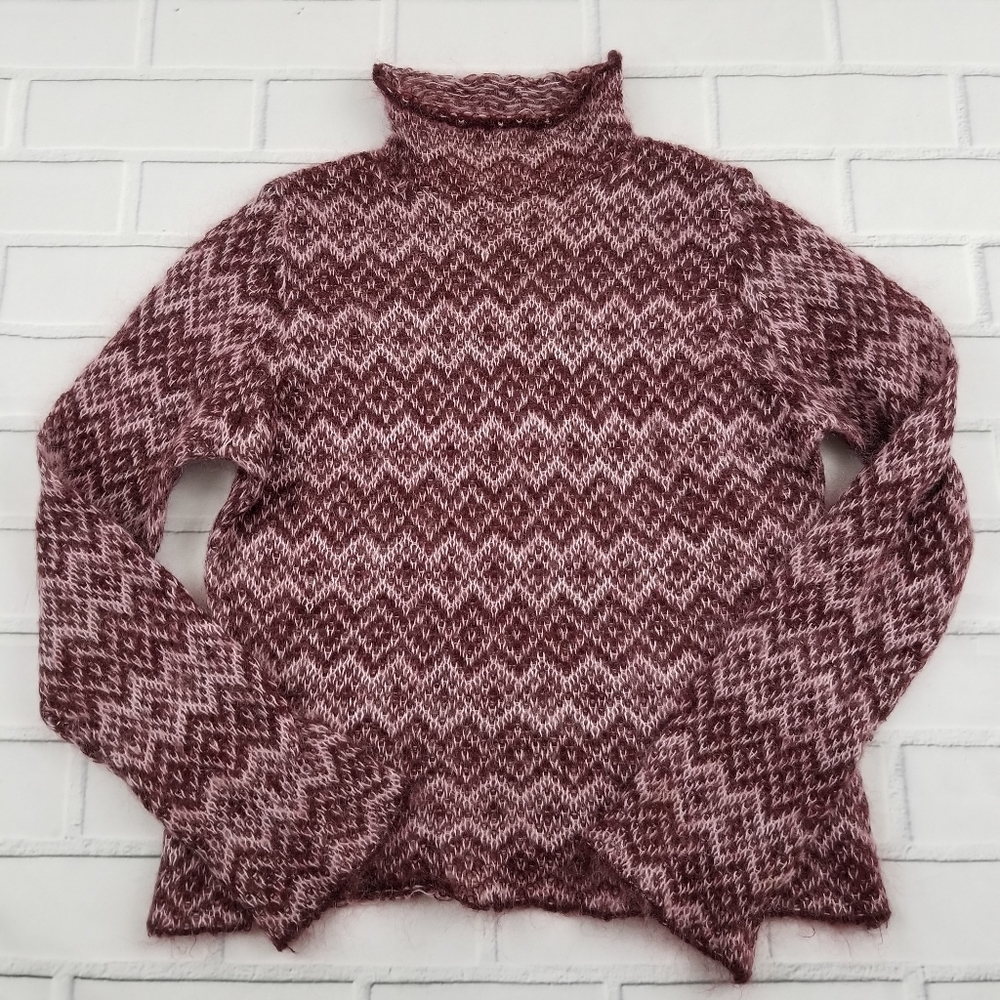 Sleeping On Snow High Neck Chevron Sweater